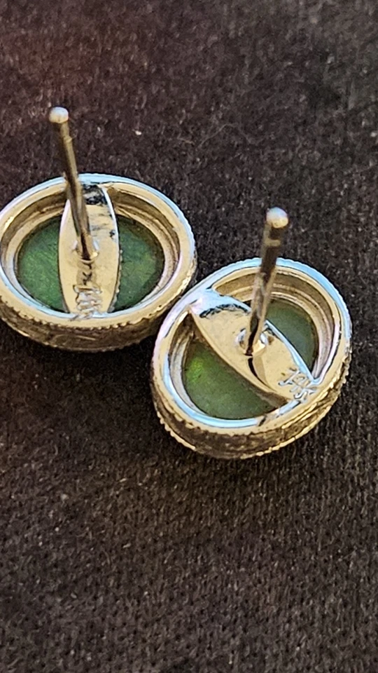 Aretes vintage de oro blanco de 14k de ópalo de fuego Foto 2 de 4