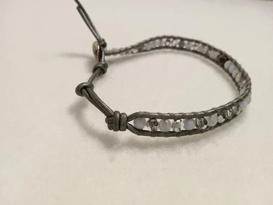 CHAN LUU Silver Beaded Wrap Bracelet, Adjustable 25cm, Gray color, Used - Image 3 of 4