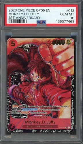 PSA 10 Monkey D. Luffy (Alt Art) 1st Anniversary OP05 ST01-012 EN One Piece B27