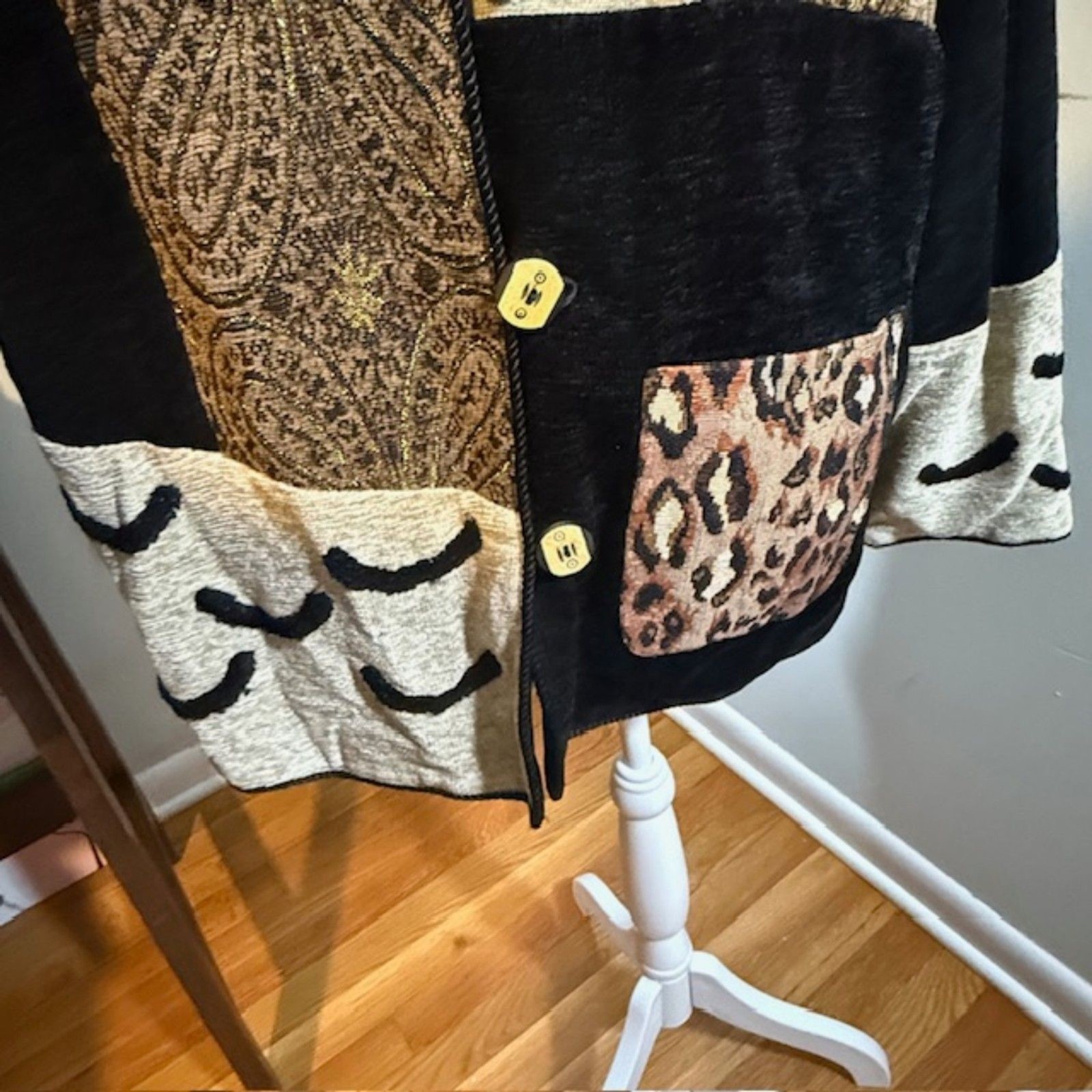 Vintage Indigo Moon Patchwork Leopard Cardigan L … - image 3