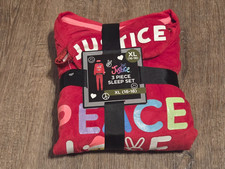Justice Girls XL 16-18 Fleece 3 Piece Sleep Set Peace Love and Sleep