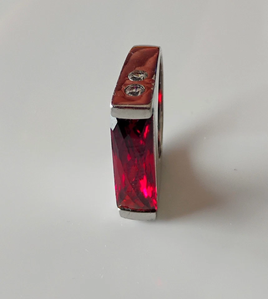Bague en Grenat Rouge et Argent Sterling 925 - Taille 52. - Photo 4/4