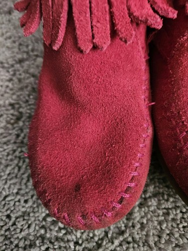Minnetonka Kleinkind Mädchen rosa Leder Mokassins Booties Größe 12 Reißverschluss Schuhe - Bild 17 von 19