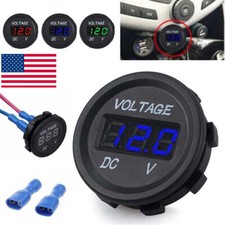 12/24V LED Digital Voltmeter Car Marine Motorcycle Voltage Meter Battery Gauge
