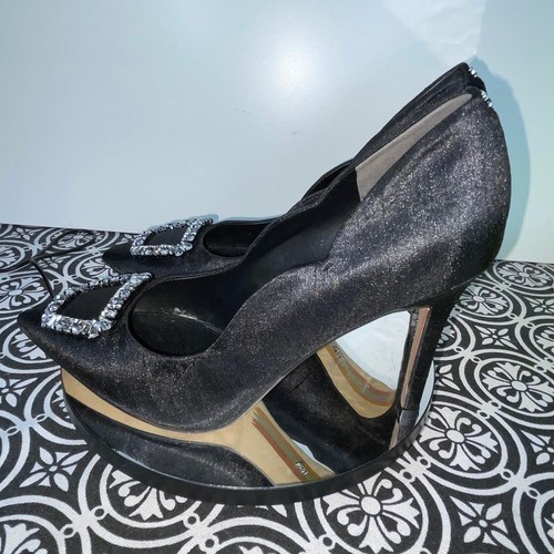 Zapatos de salón para mujer Sam Edelman Harriet festoneados satinados adornados negros 7,5 M - Imagen 13 de 15