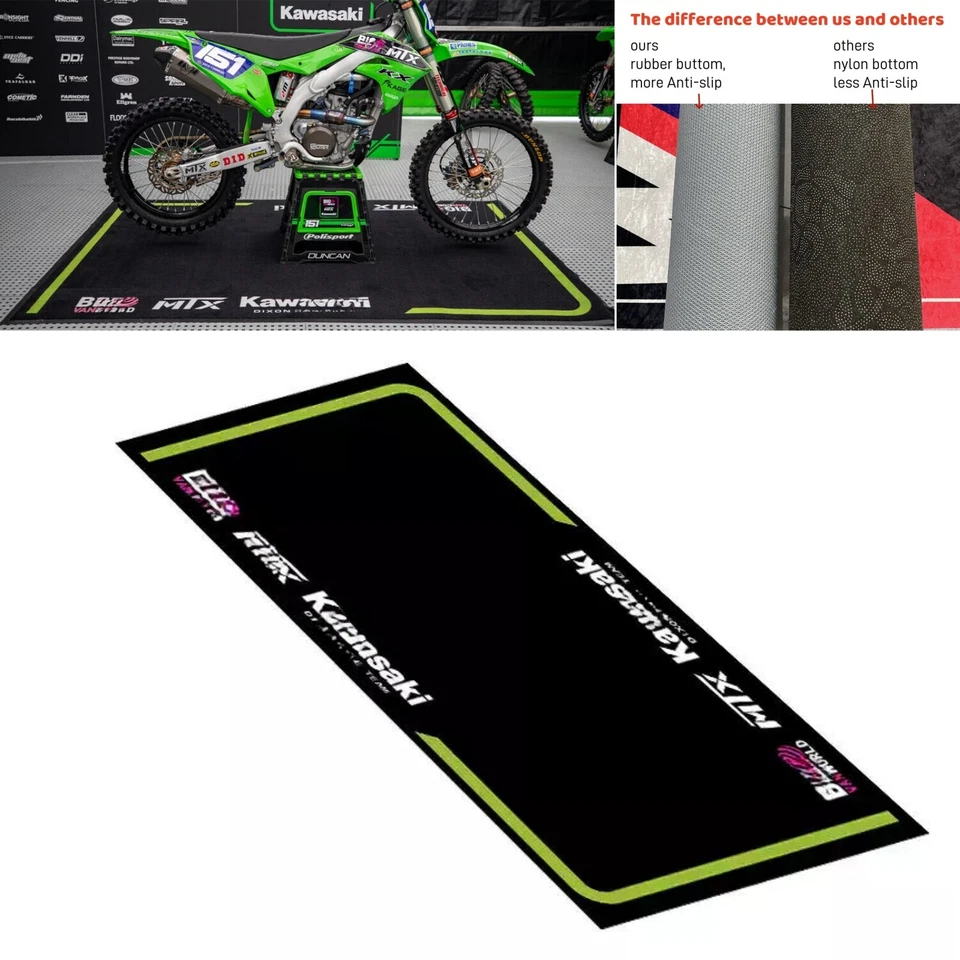 Alfombra de aparcamiento para Kawasaki moto moto garaje piso alfombra lavable 220x 80 cm Foto 2 de 4