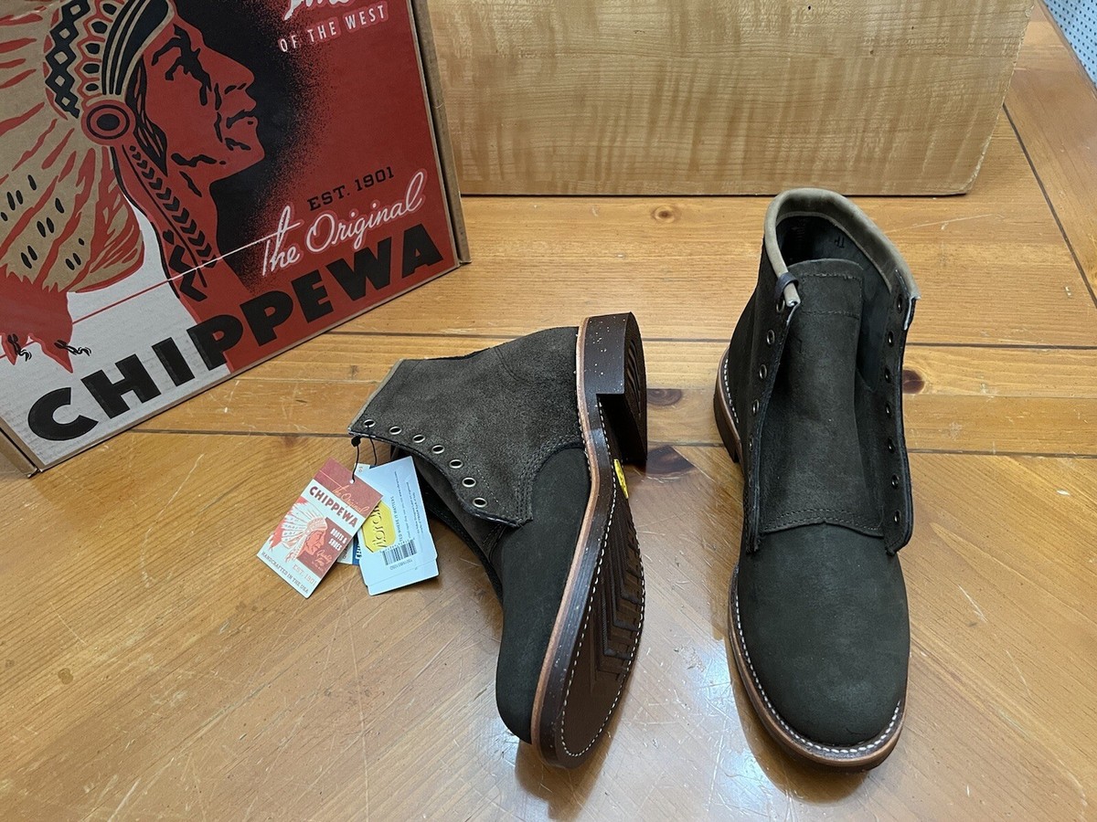 Made In USA - 10.5 US Chippewa Boots -SUEDE - Chocolate Moss