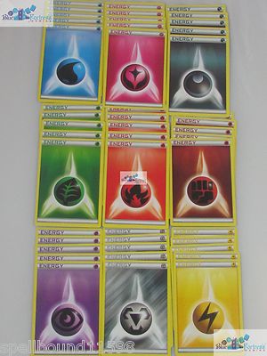 ENERGY CARDS LOT OF 45 FOR POKEMON TCG GRASS, FIGHTING, FAIRY, FIRE, WATER NEW