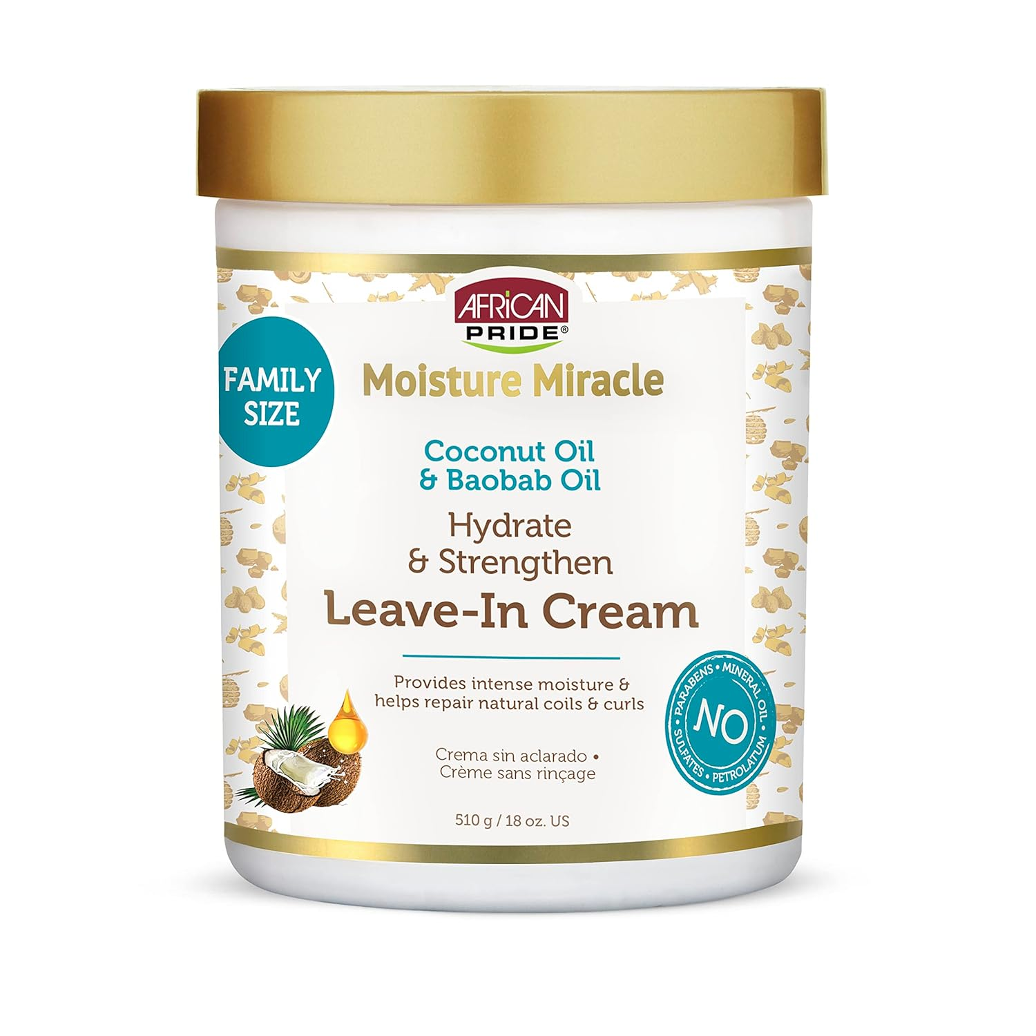 Moisture Miracle Coconut Oil & Baobab Oil Leave-In Hair Cream - Provides Intense
