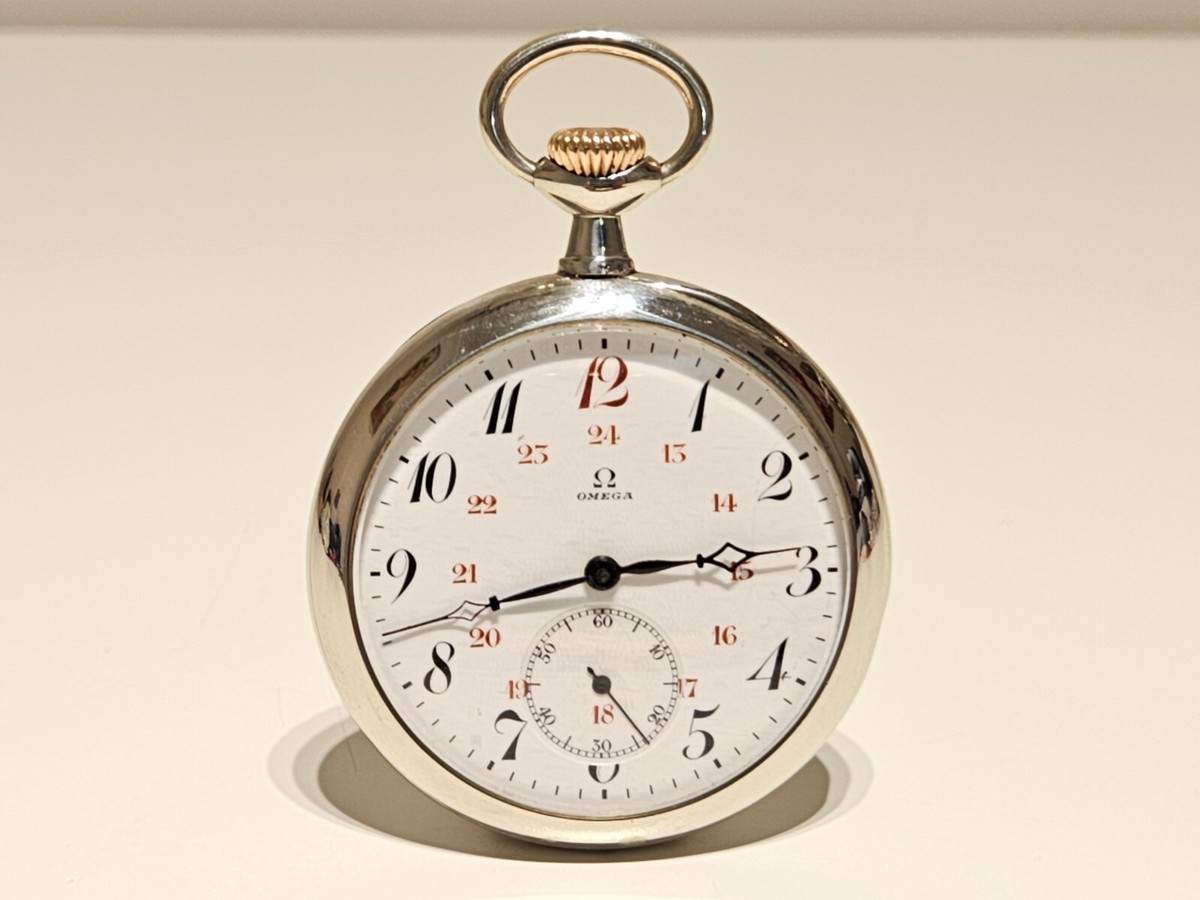 ANTIQUE RARE WW1 12 AND 24 DIAL OPEN FACE MEN'S POCKET MECHANCIAL