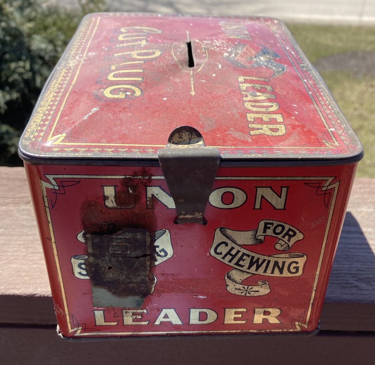 Antique UNION LEADER Cut Plug Smoke and Chew Tobacco TIN | eBay