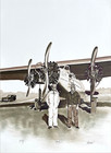Joyce Arons Ford Signed Lithograph, Biplane, Pilots, Aviation History