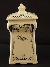 ANTICO RARO LIBERTY BARATTOLO CUCINA RIIS RISO CERAMICA DECORATO VERDE