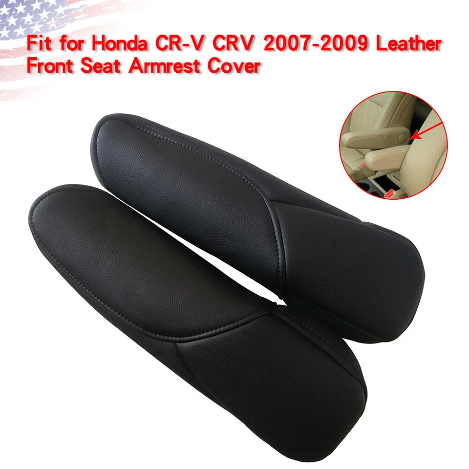 Fits Honda CR-V CRV 2007 2008 2009 Black Leather Front Seat Armrest Cover Foto 2 de 4