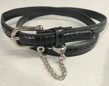 Womens PVC Size 12 Faux Animal Skin Narrow Black Belt Shackle Buckle 