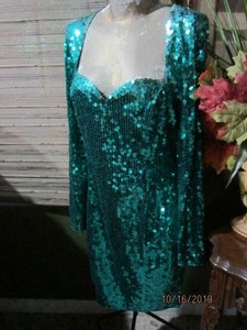 long sleeve green sequin dress