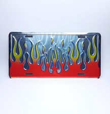 Fire Flames Hot Rod 3d Embossed Metal Car Novelty License Plate Auto Tag