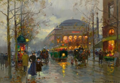 Theatre du Chatelet   Édouard Cortès Circa 1882 Art Print   Parisian Street Scen
