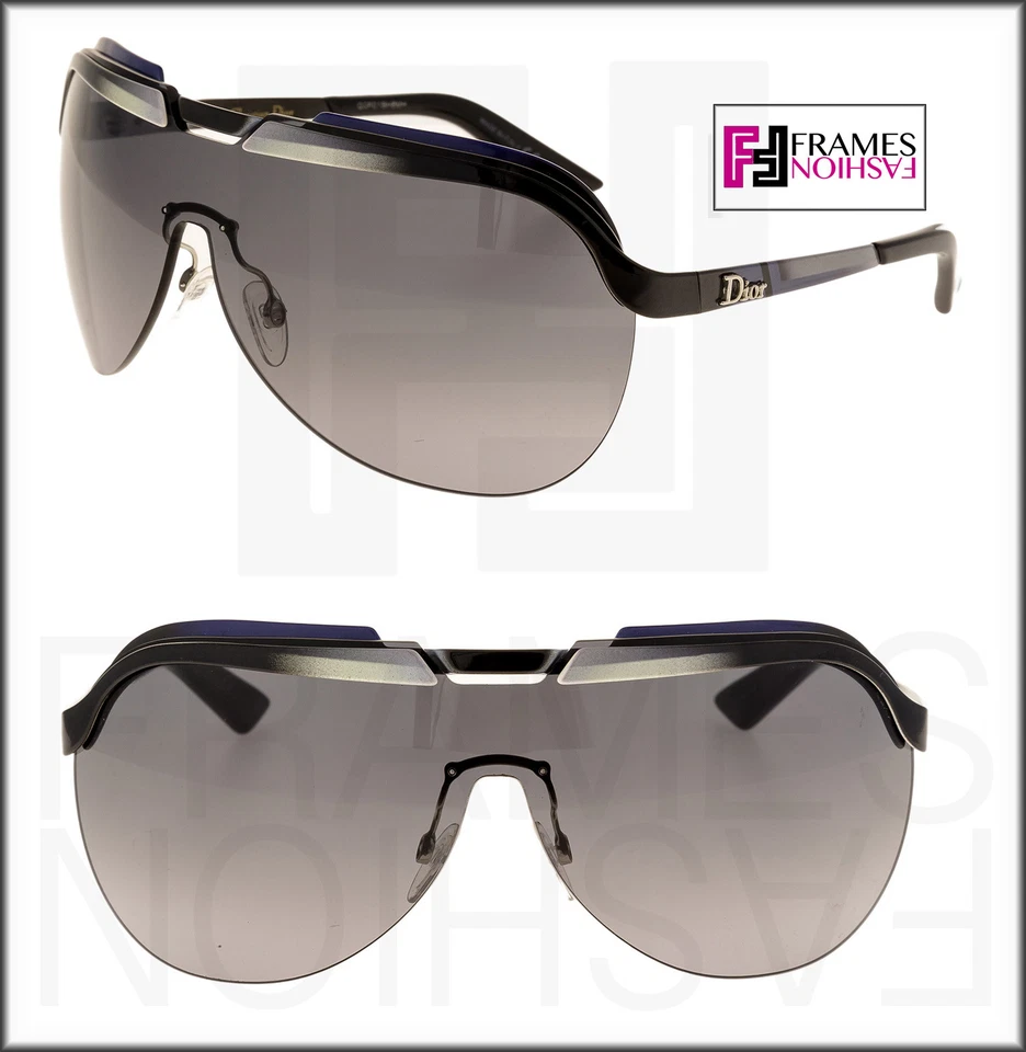 CHRISTIAN DIOR AUTÉNTICO SOLAR Negro Blanco Unisex Escudo Gafas de sol DIORSOLARES