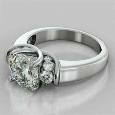 2Ct Round Cut Lab Created Diamond Solitaire Wedding Ring 14K White Gold Plated