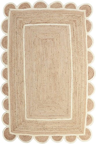 Handgefertigter Jute Böhmischer Flächenteppich gerahmtes Muster natürlicher Wohnzimmerteppich - Bild 3 von 3