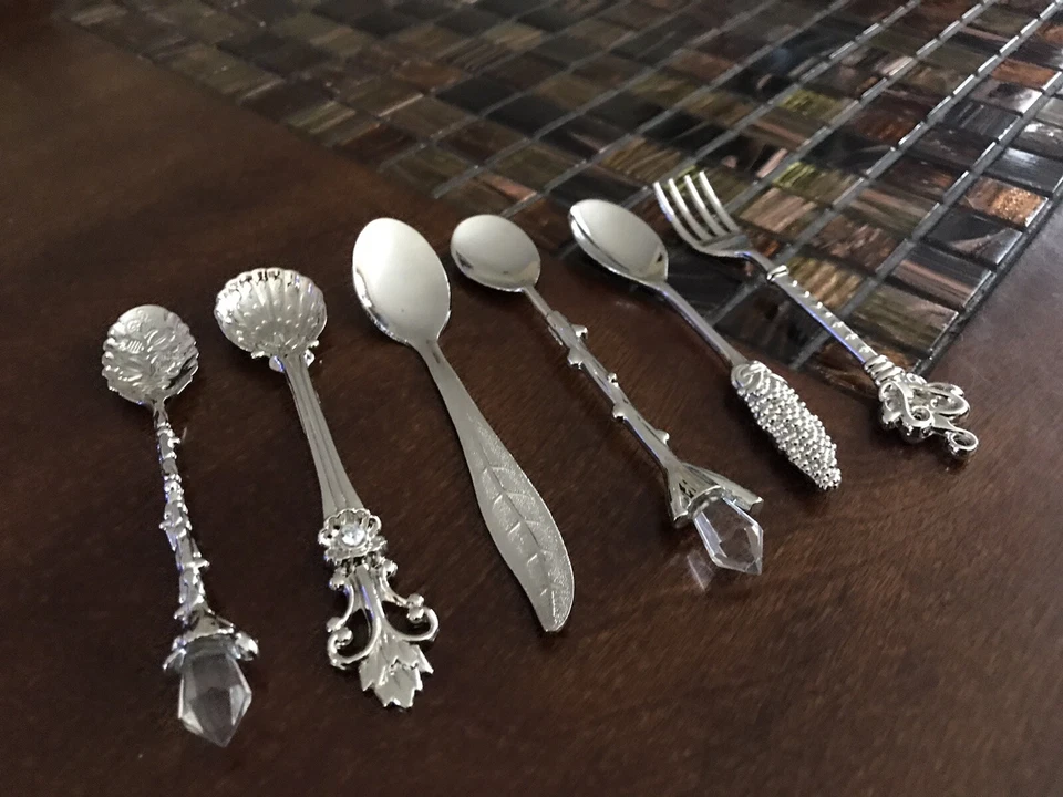 Juego de cuchara de té de azúcar estilo antiguo real cubiertos cuchara tenedor fiesta de té elegancia Foto 2 de 4