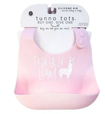 Bella Tunno Tunno Tots Silicone BIB, Fa La La La Llama, Pink, Adjustable, Pocket