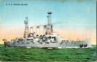 1917 USS Rhode Island US Military Navy War Ship Battleship WW1 Antique Postcard