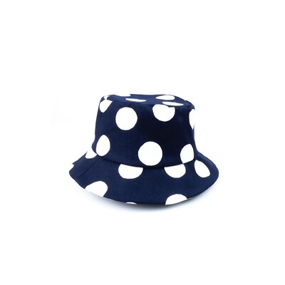marineblauer Punkt japanische Baumwolle Bucket Hat MOMOZONO Original Probe