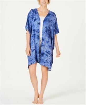 Jenni womens Sleepwear Wrap Robe Blue Tiedye Open Front One Size