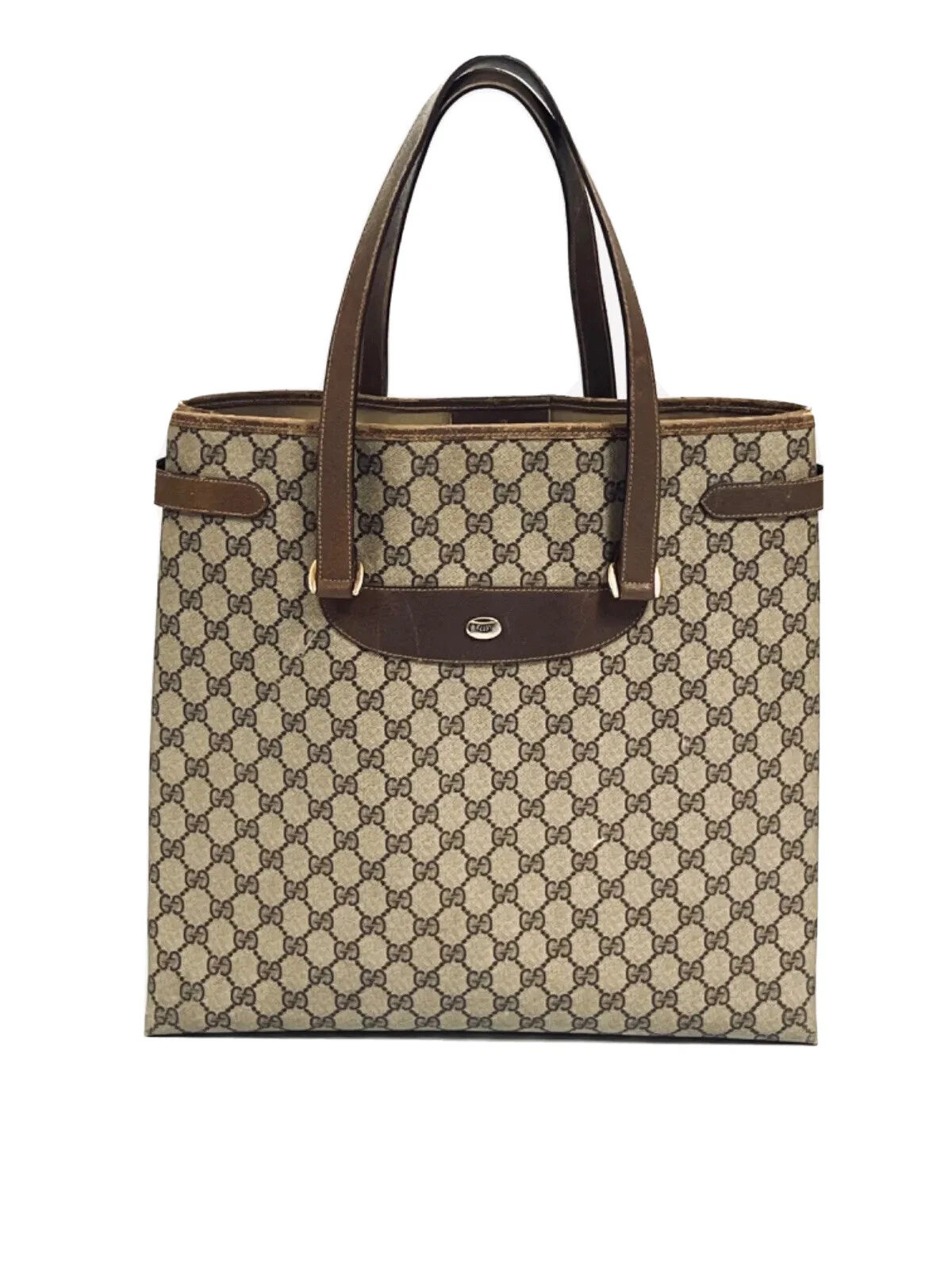 Gucci Accessory Collection Web Tall Tote en toile enduite beige/marron GG Supreme