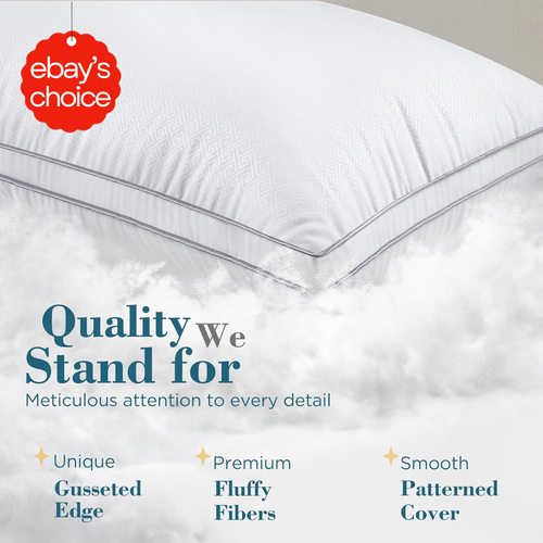 Queen Size Pillows 2 Pack Cooling Gusseted Hotel Quality Soft Supportive White - Picture 5 of 12