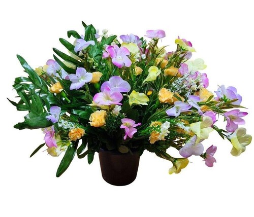 Künstlicher Grab Blumentopf - Hortensie und Nelke gemischt