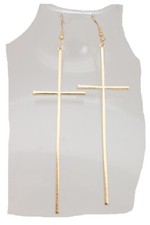 Women Gold Metal Big Cross Hook Earrings Fashion Religious Jewelry Weekend Look