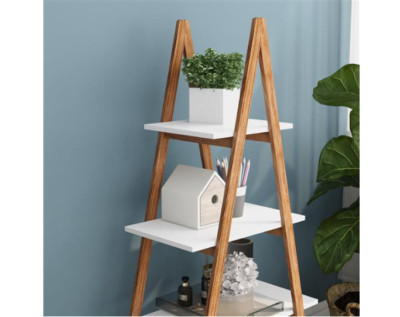 Solid bamboo wood oxford A frame ladder display bookshelf
