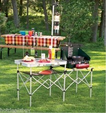 Estación de trabajo de cocina portátil para camping mesa plegable cocina al aire libre caza supervivencia