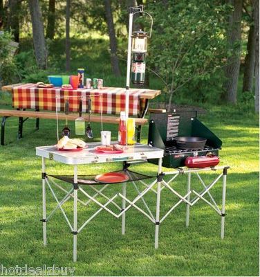 テーブル・チェア・ハンモック Coleman All-In-One Kitchen Table Camping Portable Kitchen WorkStation Folding Table Outdoor Cook