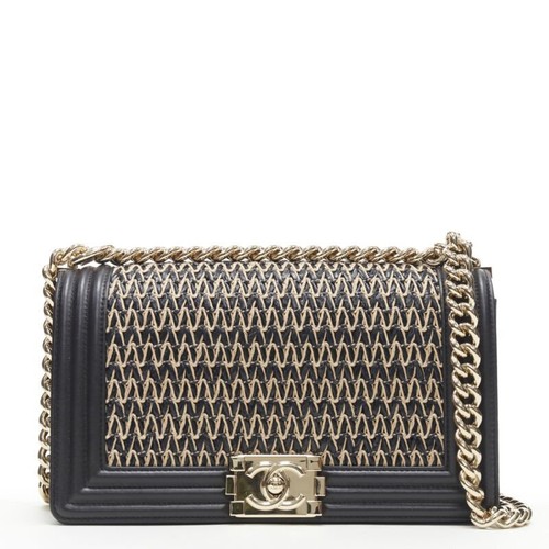 chanel braided raffia