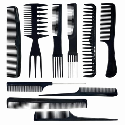 10 Pcs Comb Set for Hair Stylists - Professional Variety Pack with Combs for All