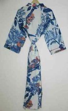 Indian Handmade Kaftan Cotton Caftan Blue Owl Print Kaftan Beach Night Dress