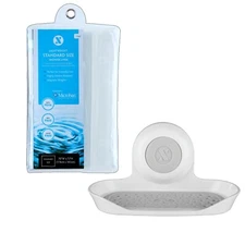SlipX Solutions Lightweight Clear Liner & Suction Soap Saver Bundle