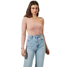 NWT ASTR the Label Blush Twist Back One Shoulder Bodysuit Size Small