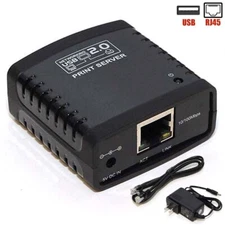 USB 2.0 Print Server Share Ethernet LAN Network Printer HUB Adapter 10/100 RJ45