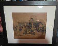 Alfred Cadart Antique Etching – Group of Soldiers – Modern Frame – 19th C. Art