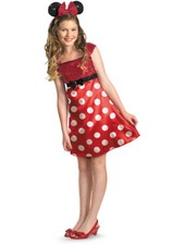 Kid's Disney Classic Minnie Mouse Girls Costume Dress With Headband Medium 7-8