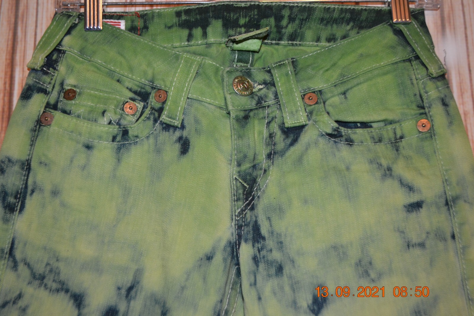 True Religion Women's Stella Skinny No Pocket Flaps Lime Green Jeans Sz 27x34 thumbnail 5