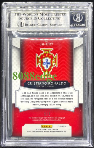 2015-16 SELECT 2CL PATCH AUTO: CRISTIANO RONALDO #2/7 AUTOGRAPH WORLD ICON BAS - Picture 2 of 7