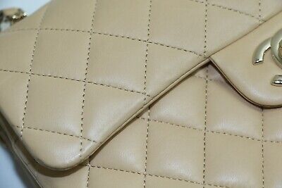 CHANEL Classic Double Flap JUMBO Shoulder Bag Beige Lambskin - A01113  Y04059