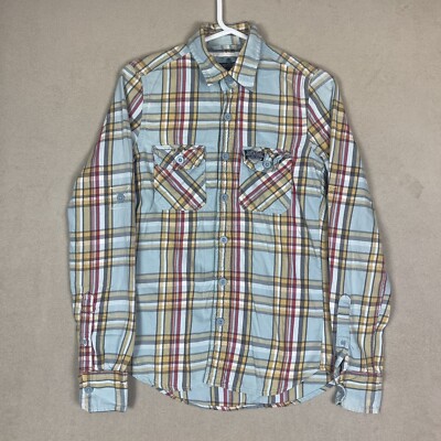 Superdry Shirt Adult Small Blue Madras Plaid Lightweight Preppy Mens