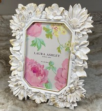 Photo Frame Super Bloom White And Brushed Gold 4X6 Vertical Laura Ashley New